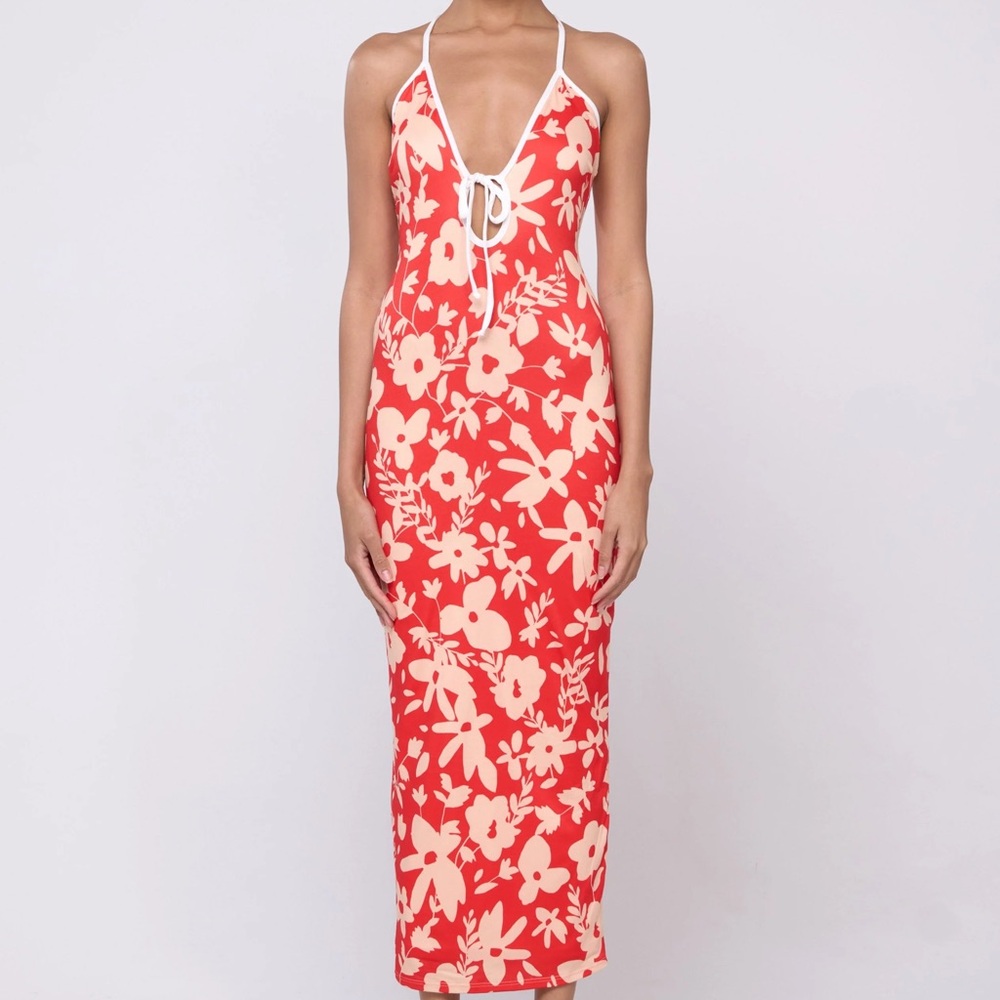 Resa Floral Halter Maxi Dress in Frida Print